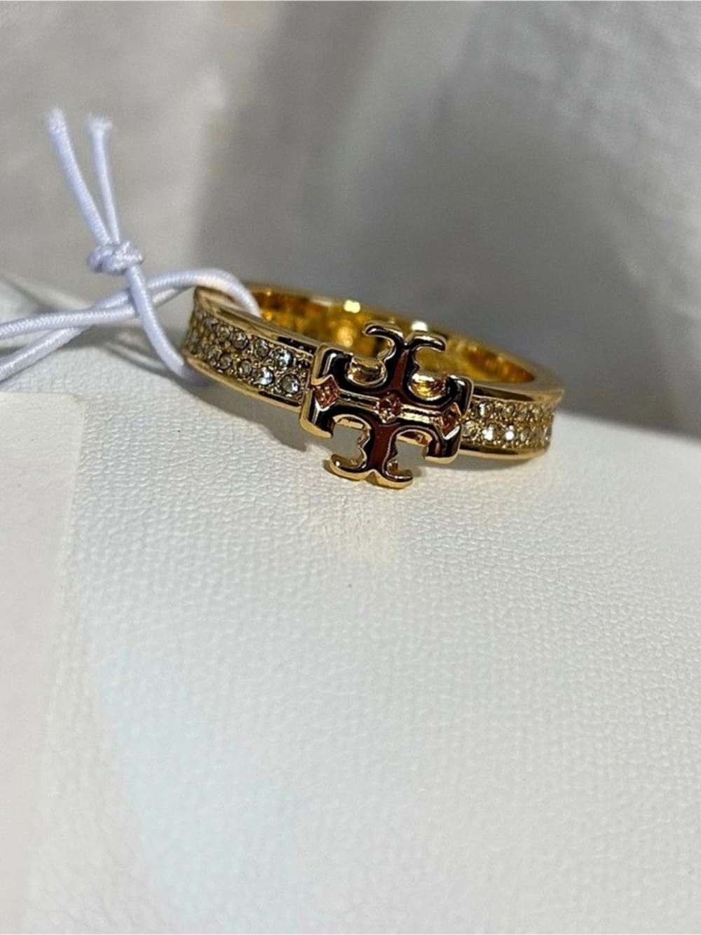 Size 8 Tory Burch Kira Pavé Ring in Gold NWT